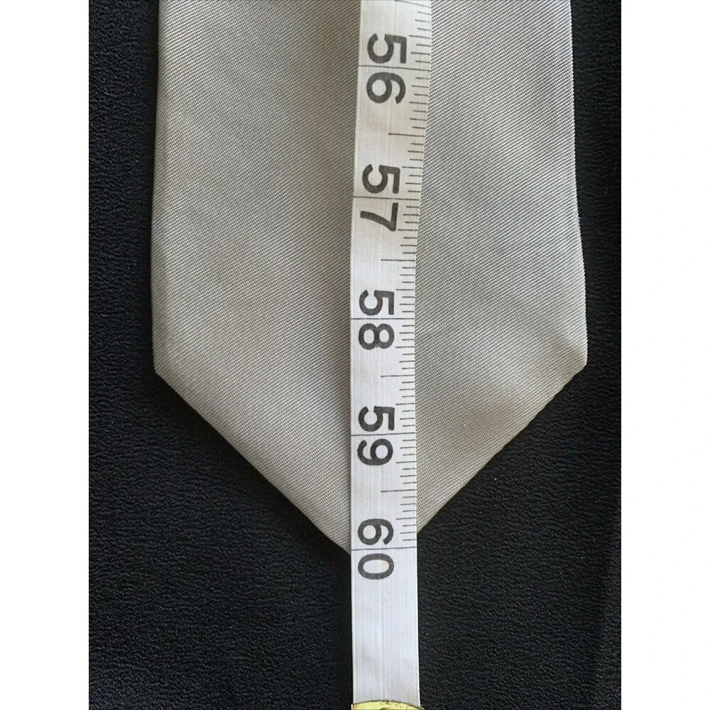Vintage 90s Tom James Silk Neck Tie Silver Gray NOS Designer Executive Corpcore